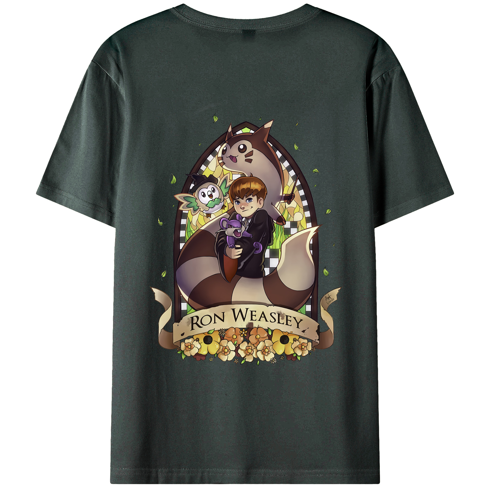 （画像用） Harry Potter ハリー・ポッターシリーズ 綿100％ メンズ半袖Tシャツ（バックプリント） 通気性